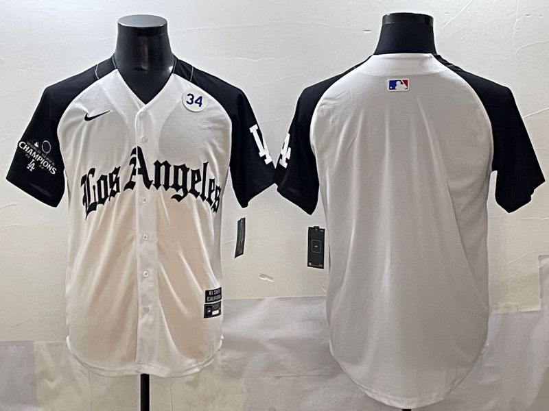 Men 2025 Los Angeles Dodgers Blank White black Five generations Joint Name Nike MLB Jersey style 118